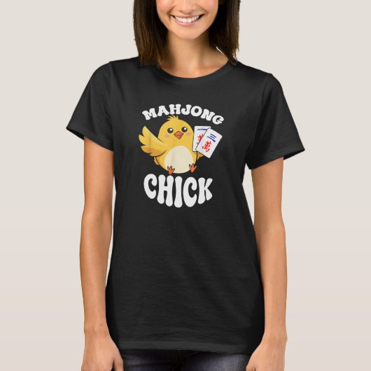 Mahjong Chick Chinese bord Speler T-shirt (Voorkant)