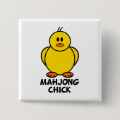 Mahjong Chick Vierkante Button 5,1 Cm (Voorkant)