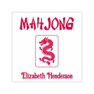 Mahjong Chinese Stijl Tekst, Draak Tegel, Naam Toe Zelfinktende Stempel