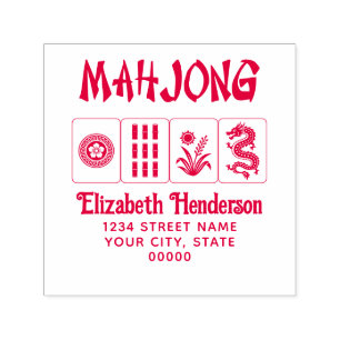 Mahjong Chinese stijl vaste tekst, 4 tegels, adres Zelfinktende Stempel