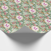 Mahjong Chinoiserie Floral Monogram Personalized Cadeaupapier (Hoek)