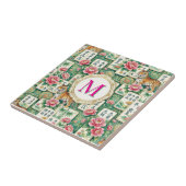 Mahjong Chinoiserie Floral Monogram Personalized Tegeltje (Zijkant)