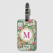 Mahjong Chinoiserie Floral Personalized Monogram Bagagelabel (Voorkant (verticaal))