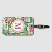 Mahjong Chinoiserie Floral Personalized Monogram Bagagelabel (Voorkant (horizontaal))