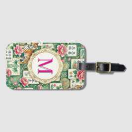 Mahjong Chinoiserie Floral Personalized Monogram Bagagelabel
