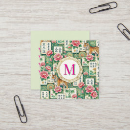 Mahjong Chinoiserie Floral Personalized Monogram Vierkante Visitekaartje
