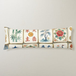 Mahjong Chinoiserie Tegels Waterverf Bloemen Vogel Lichaamskussen