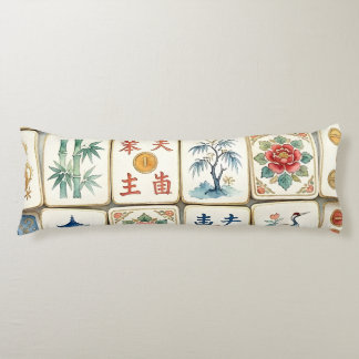 Mahjong Chinoiserie Tegels Waterverf Bloemen Vogel Lichaamskussen