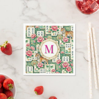 Mahjong Chinoiserie Tiger Monogram Personalized  Servet
