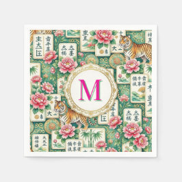 Mahjong Chinoiserie Tiger Monogram Personalized  Servet