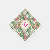 Mahjong Chinoiserie Tiger Monogram Personalized Servet (Hoek)