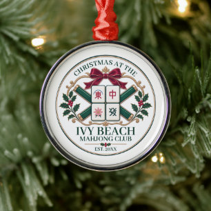 Mahjong Club Ornament Kerstmis Groen Goud Kuifje