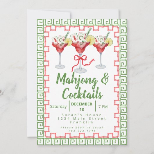 Mahjong Cocktails Kerstfeest Grandmillennial (Voorkant)