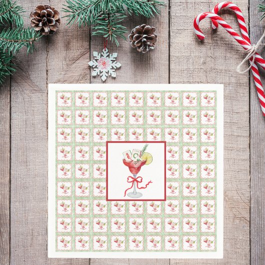 Mahjong Cocktails Kerstmis Grandmillennial Green Servet