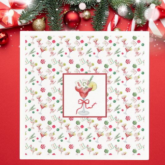 Mahjong & Cocktails Kerstmis Grandmillennial Servet