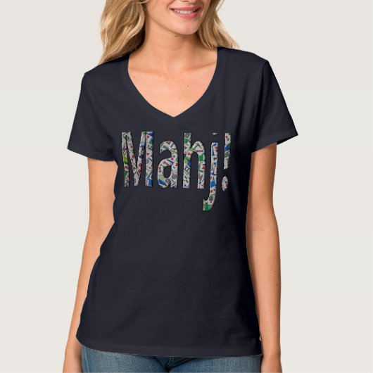 Mahjong Dames V-hals T-shirt - Mahj! (Voorkant)