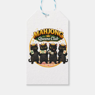 Mahjong Damesclub Schattige Zwarte Katten Cadeaulabel