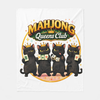 Mahjong Damesclub Schattige Zwarte Katten Fleece Deken