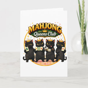 Mahjong Damesclub Schattige Zwarte Katten Kaart