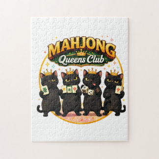 Mahjong Damesclub Schattige Zwarte Katten Legpuzzel