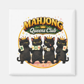 Mahjong Damesclub Schattige Zwarte Katten Magneet