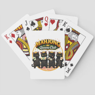 Mahjong Damesclub Schattige Zwarte Katten Pokerkaarten