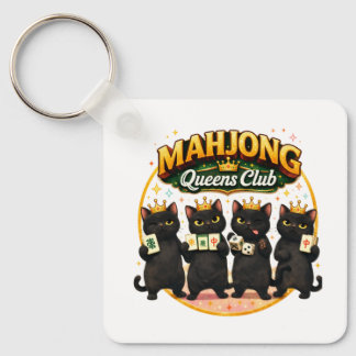 Mahjong Damesclub Schattige Zwarte Katten Sleutelhanger