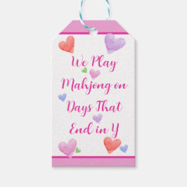 Mahjong Days eindigen in Y Waterverf Valentijnshar Cadeaulabel