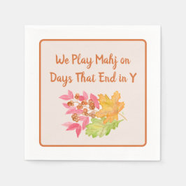 Mahjong Days End in Y Waterverf Herfstbladeren Servet