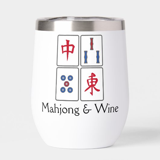 Mahjong Design Thermische Wijn Tumbler (Achterkant)