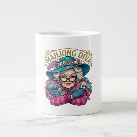 Mahjong Diva Funny Women's Grote Koffiekop (Voorkant)
