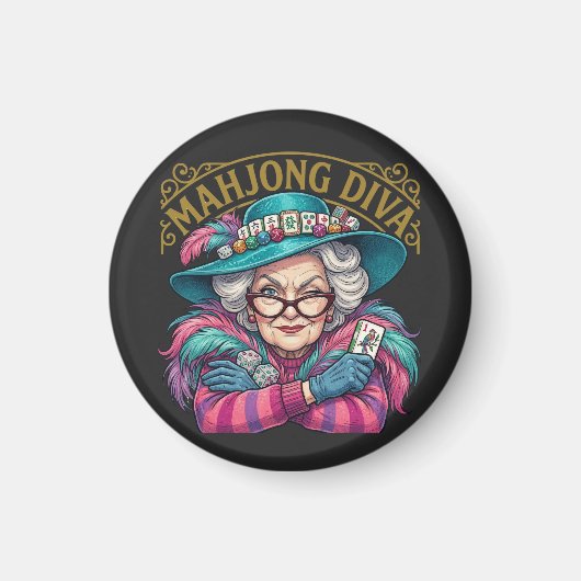 Mahjong Diva Funny Women's Magneet (Voorkant)