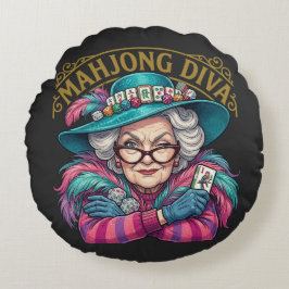Mahjong Diva Funny Women's Rond Kussen