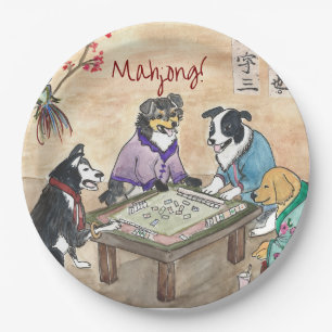 Mahjong Dogs - Papieren Bordje