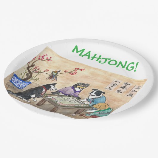 Mahjong Dogs - Papieren Bordje (Gekanteld)