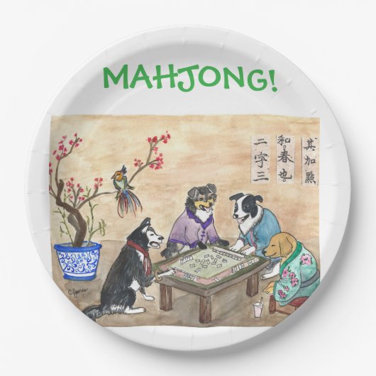 Mahjong Dogs - Papieren Bordje (Voorkant)