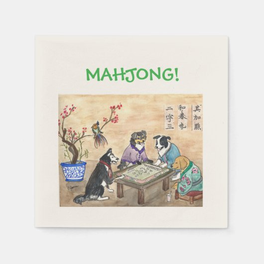 Mahjong Dogs - Servet (Voorkant)