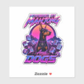 Mahjong & Dogs Synthwave Doberman Kunst Sticker (Vel)