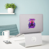 Mahjong & Dogs Synthwave Doberman Kunst Sticker (Laptop op bureau)