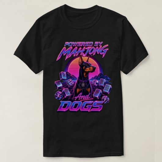 Mahjong & Dogs Synthwave Doberman Kunst T-shirt (Design voorkant)