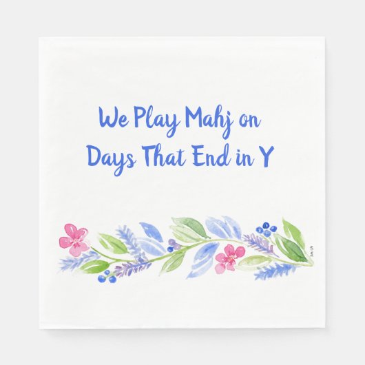 Mahjong Dot Crack Bam Watercolor Flower Servet (Voorkant)