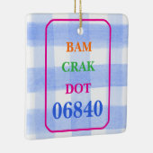 Mahjong Dot Crak Bam Blauw Check PERSONALISEREN Keramisch Ornament (Rechts)