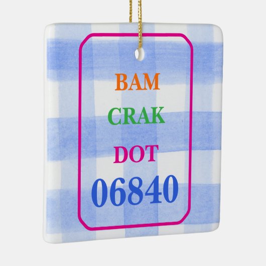 Mahjong Dot Crak Bam Blauw Check PERSONALISEREN Keramisch Ornament (Rechts)