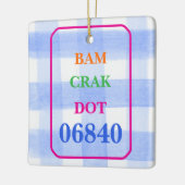 Mahjong Dot Crak Bam Blauw Check PERSONALISEREN Keramisch Ornament (Links)