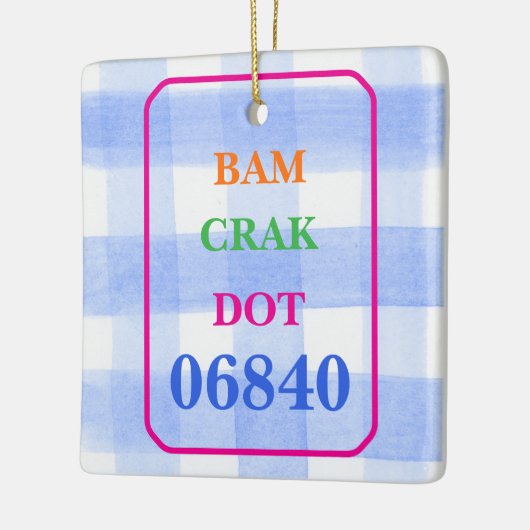 Mahjong Dot Crak Bam Blauw Check PERSONALISEREN Keramisch Ornament (Links)
