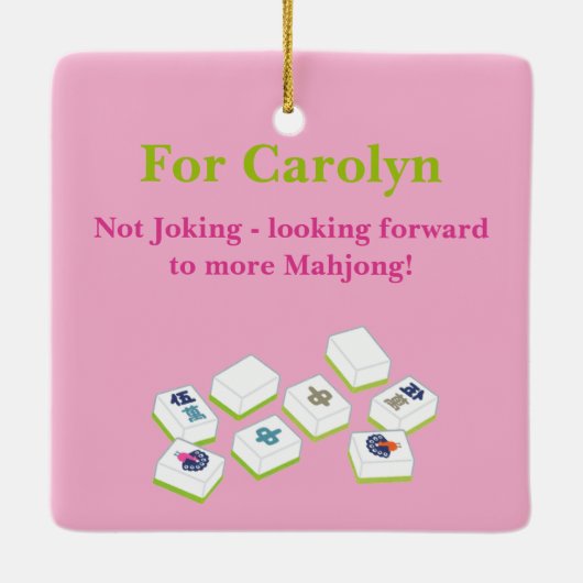 Mahjong Dot Crak Bam Blauw Check PERSONALISEREN Keramisch Ornament (Achterkant)