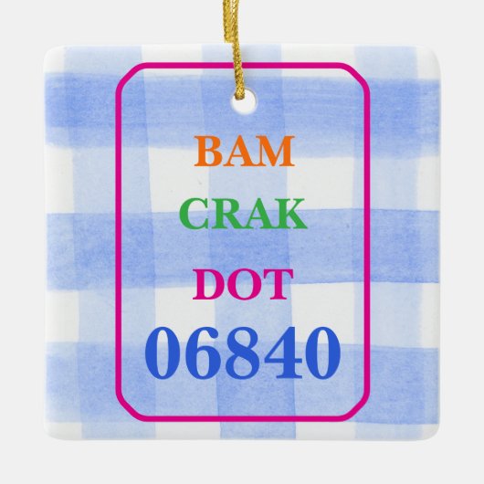 Mahjong Dot Crak Bam Blauw Check PERSONALISEREN Keramisch Ornament (Voorkant)