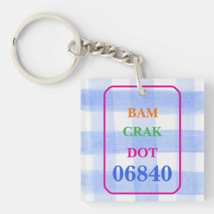Mahjong Dot Crak Bam Blue Check Postcode Sleutelha Sleutelhanger