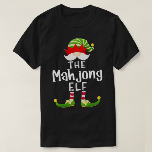 Mahjong Elf Group Kerstmis Funny Pajama Partij T-shirt (Design voorkant)