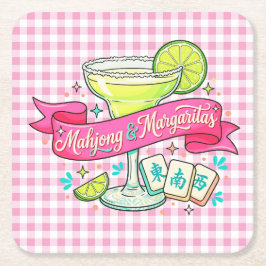 Mahjong en Margaritas Game Night Cocktail Kartonnen Onderzetters